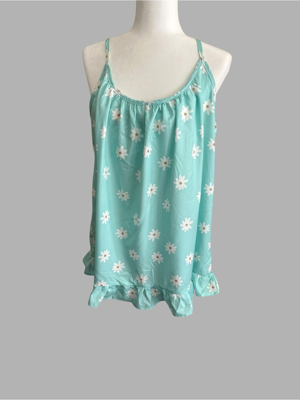 Daisy-Print Mint Green Spaghetti Strap Camisole